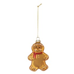 Clayre & Eef Kersthanger Gingerbread man 6x2x10 cm Bruin Glas