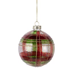 Clayre & Eef Boule de Noël Ø 8x8 cm Vert Verre