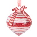 Clayre & Eef Weihnachtskugel Ø 8x8 cm Rot Weiß Glas
