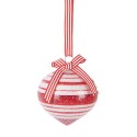 Clayre & Eef Weihnachtskugel Ø 8x8 cm Rot Weiß Glas
