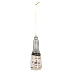 Clayre & Eef Weihnachtsanhänger Flasche Ø 4x13 cm Silberfarbig Glas