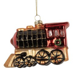 Clayre & Eef Ornamento Natalizio Treno 10x5x6 cm Rosso Vetro