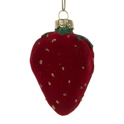 Clayre & Eef Ornamento Natalizio Fragole 6x5x8 cm Rosso Vetro
