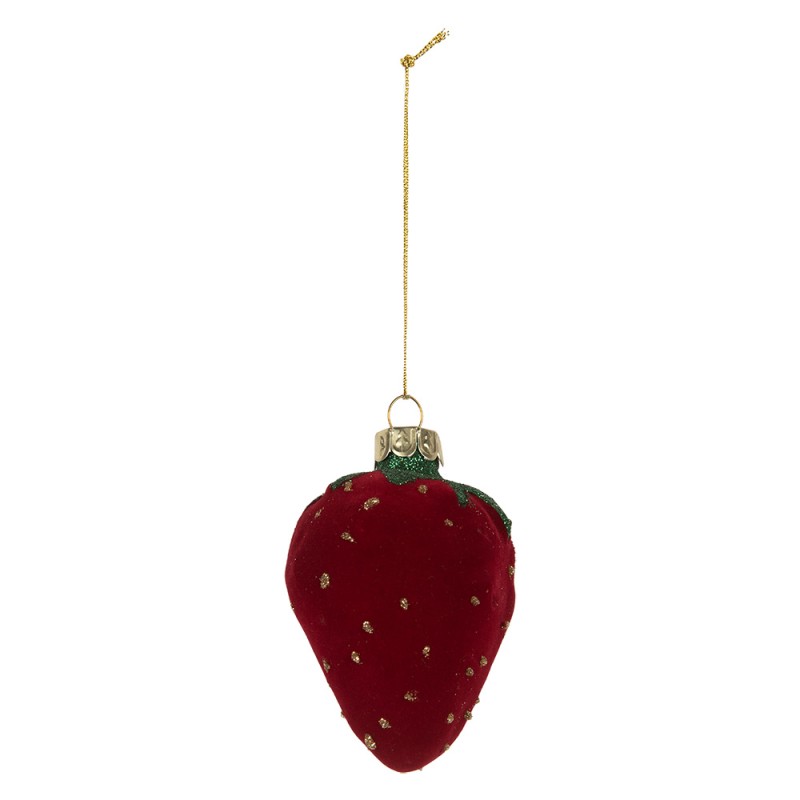 Clayre & Eef Ornamento Natalizio Fragole 6x5x8 cm Rosso Vetro