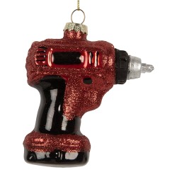 Clayre & Eef Weihnachtsanhänger 9x4x10 cm Rot Glas