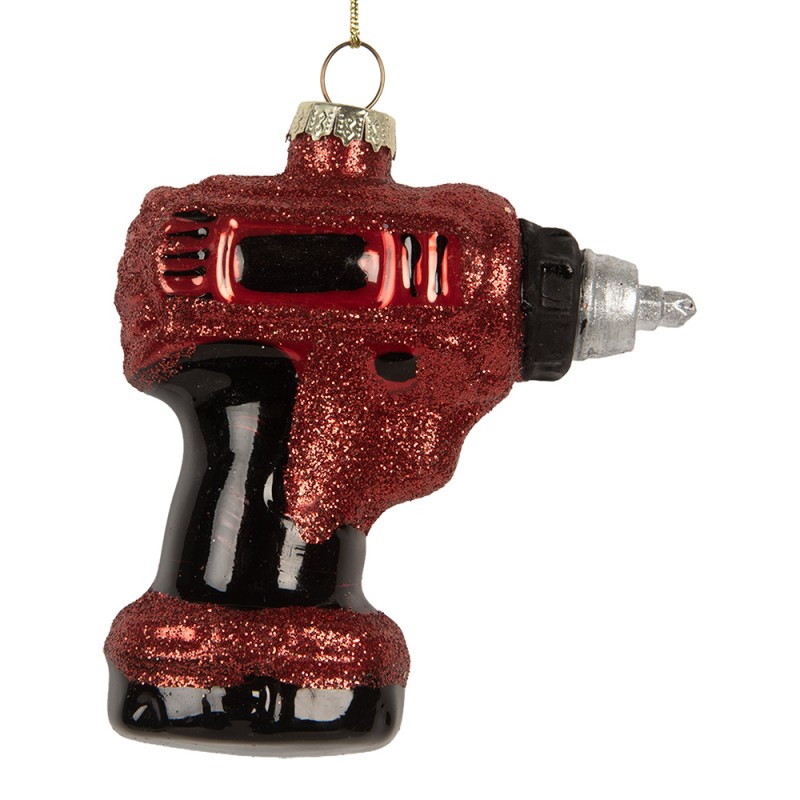 Clayre & Eef Weihnachtsanhänger 9x4x10 cm Rot Glas