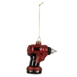 Clayre & Eef Weihnachtsanhänger 9x4x10 cm Rot Glas