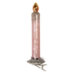 Clayre & Eef Weihnachtsanhänger Ø 4x14 cm Rosa Glas