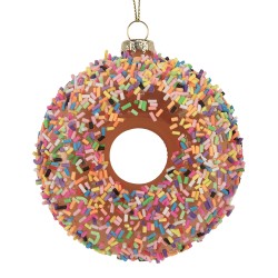 Clayre & Eef Weihnachtsanhänger Ø 10x4 cm Braun Glas