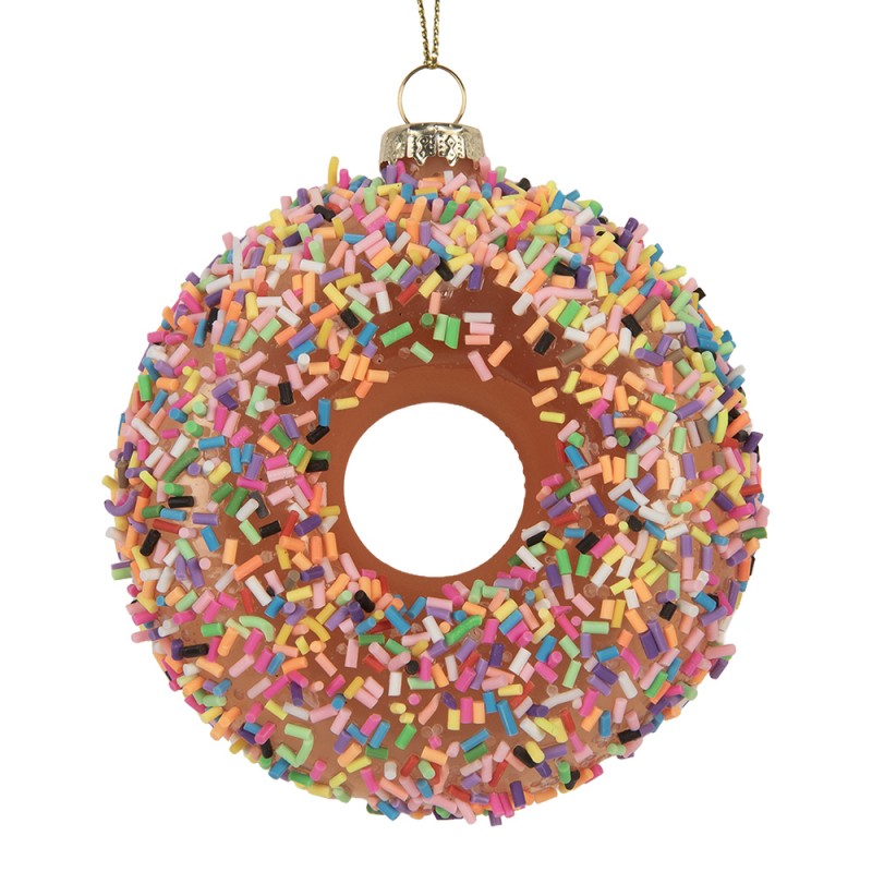 Clayre & Eef Weihnachtsanhänger Ø 10x4 cm Braun Glas