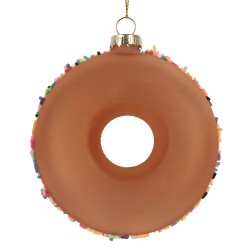 Clayre & Eef Weihnachtsanhänger Ø 10x4 cm Braun Glas