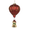 Clayre & Eef Ornamento Natalizio Mongolfiera Ø 7x15 cm Rosso Vetro