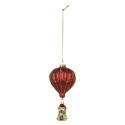 Clayre & Eef Ornamento Natalizio Mongolfiera Ø 7x15 cm Rosso Vetro
