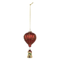 Clayre & Eef Ornamento Natalizio Mongolfiera Ø 7x15 cm Rosso Vetro