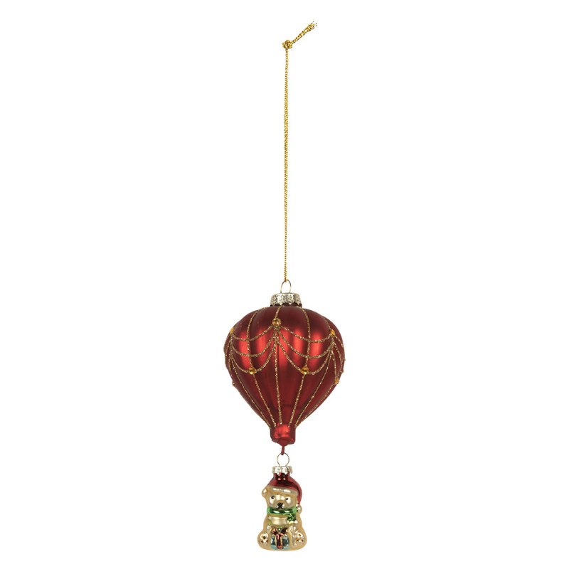 Clayre & Eef Ornamento Natalizio Mongolfiera Ø 7x15 cm Rosso Vetro