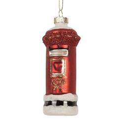 Clayre & Eef Christmas Ornament Mailbox Ø 4x11 cm Red Glass