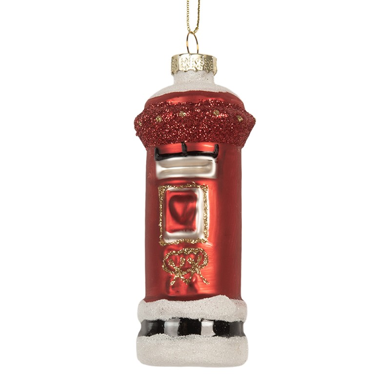 Clayre & Eef Christmas Ornament Mailbox Ø 4x11 cm Red Glass