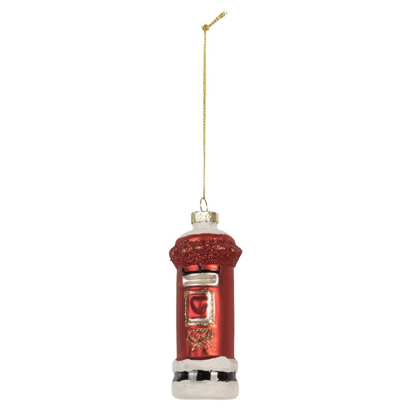 Clayre & Eef Christmas Ornament Mailbox Ø 4x11 cm Red Glass