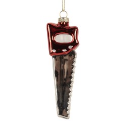Clayre & Eef Pendentif de Noël 4x3x13 cm Couleur argent Verre