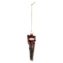 Clayre & Eef Pendentif de Noël 4x3x13 cm Couleur argent Verre