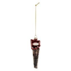 Clayre & Eef Pendentif de Noël 4x3x13 cm Couleur argent Verre