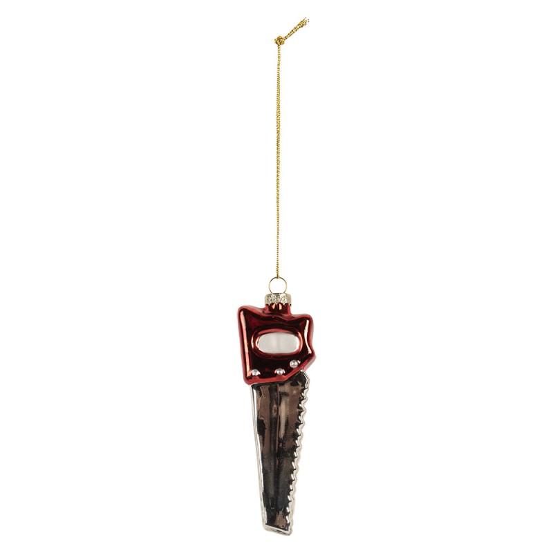 Clayre & Eef Pendentif de Noël 4x3x13 cm Couleur argent Verre