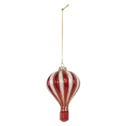 Clayre & Eef Weihnachtsanhänger Heißluftballon Ø 6x9 cm Rot Glas