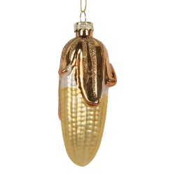 Clayre & Eef Weihnachtsanhänger Ø 4x10 cm Goldfarbig Glas