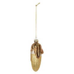 Clayre & Eef Weihnachtsanhänger Ø 4x10 cm Goldfarbig Glas