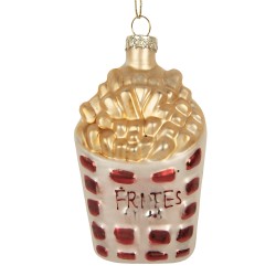 Clayre & Eef Weihnachtsanhänger 6x3x10 cm Weiß Glas