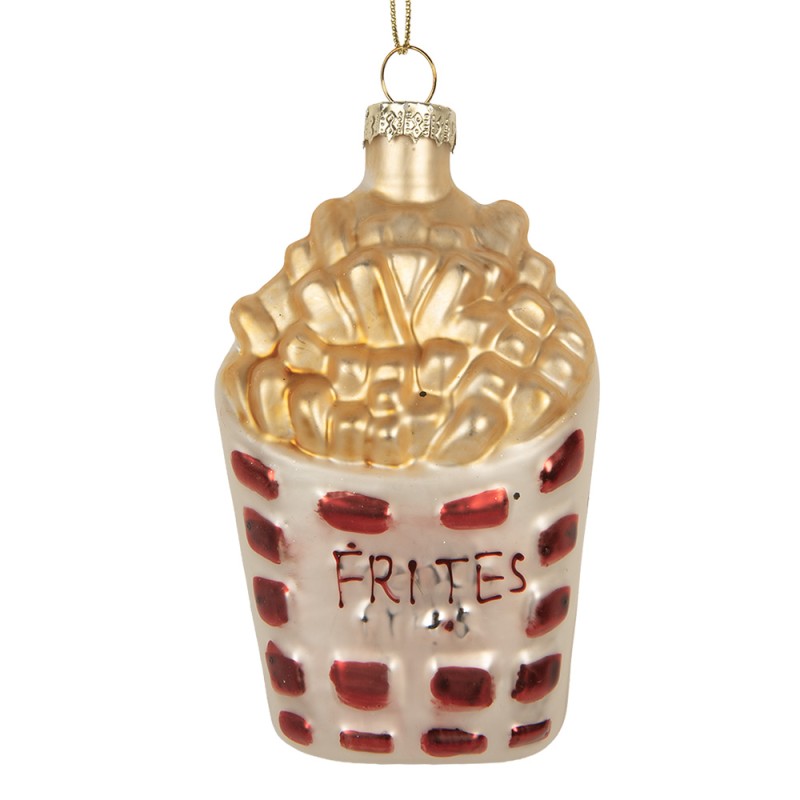 Clayre & Eef Weihnachtsanhänger 6x3x10 cm Weiß Glas