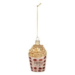 Clayre & Eef Weihnachtsanhänger 6x3x10 cm Weiß Glas