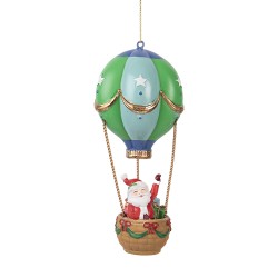 Clayre & Eef Christmas Ornament Hot Air Balloon Ø 8x18 cm Green Plastic