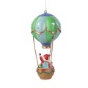 Clayre & Eef Pendentif de Noël Montgolfière Ø 8x18 cm Vert Plastique