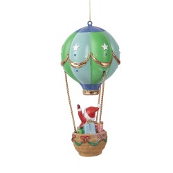Clayre & Eef Christmas Ornament Hot Air Balloon Ø 8x18 cm Green Plastic