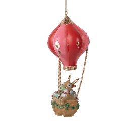 Clayre & Eef Christmas Ornament Hot Air Balloon Ø 7x17 cm Red Plastic