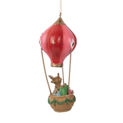 Clayre & Eef Christmas Ornament Hot Air Balloon Ø 7x17 cm Red Plastic