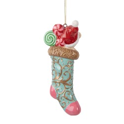Clayre & Eef Weihnachtsanhänger Stiefel 7x5x15 cm Grün Kunststoff