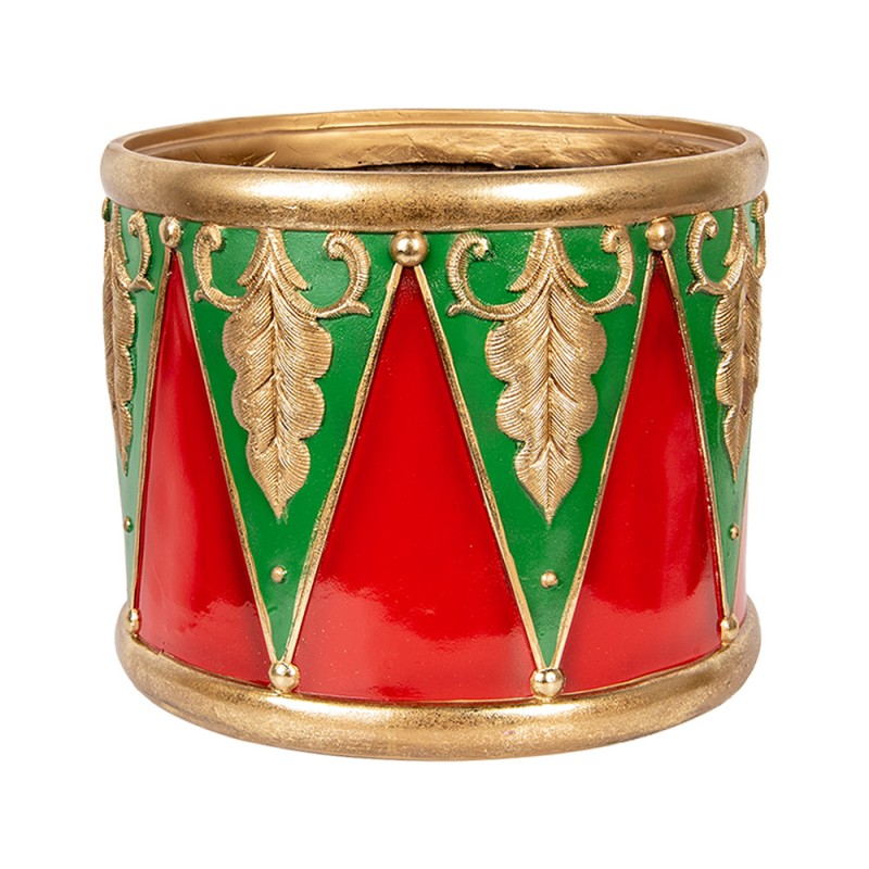 Clayre & Eef Décoration de Noël Image Tambour Ø 32x25/Ø 24x19/Ø 18x15 cm Rouge Plastique