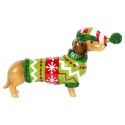 Clayre & Eef Décoration de Noël Image Chien Teckel 24x5x14 cm Marron Plastique