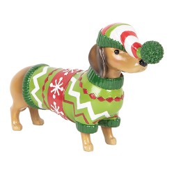 Clayre & Eef Décoration de Noël Image Chien Teckel 24x5x14 cm Marron Plastique