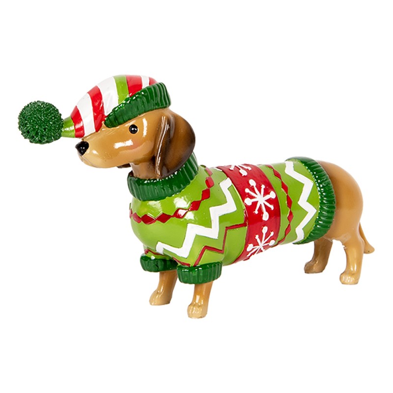Clayre & Eef Décoration de Noël Image Chien Teckel 24x5x14 cm Marron Plastique