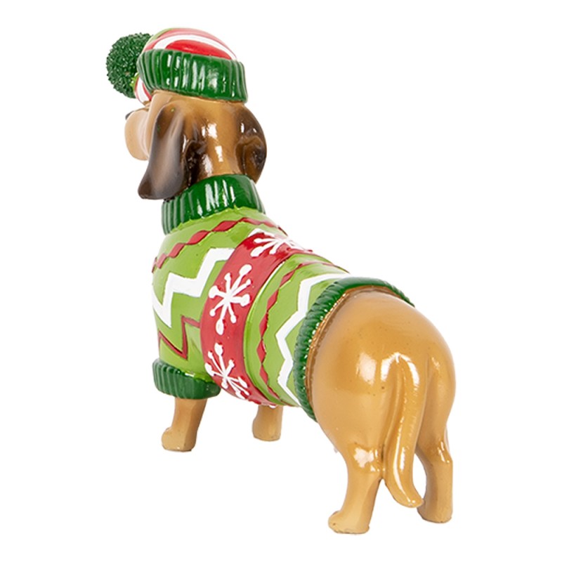 Clayre & Eef Décoration de Noël Image Chien Teckel 24x5x14 cm Marron Plastique