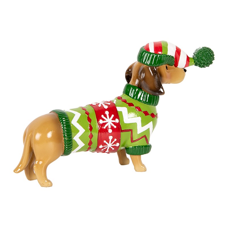 Clayre & Eef Décoration de Noël Image Chien Teckel 24x5x14 cm Marron Plastique