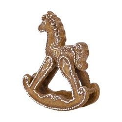 Clayre & Eef Decoratie Beeld Hobbelpaard 14x4x15 cm Bruin Kunststof