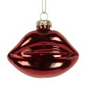 Clayre & Eef Weihnachtsanhänger Mund 8x4x7 cm Rot Glas