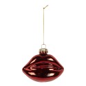Clayre & Eef Weihnachtsanhänger Mund 8x4x7 cm Rot Glas