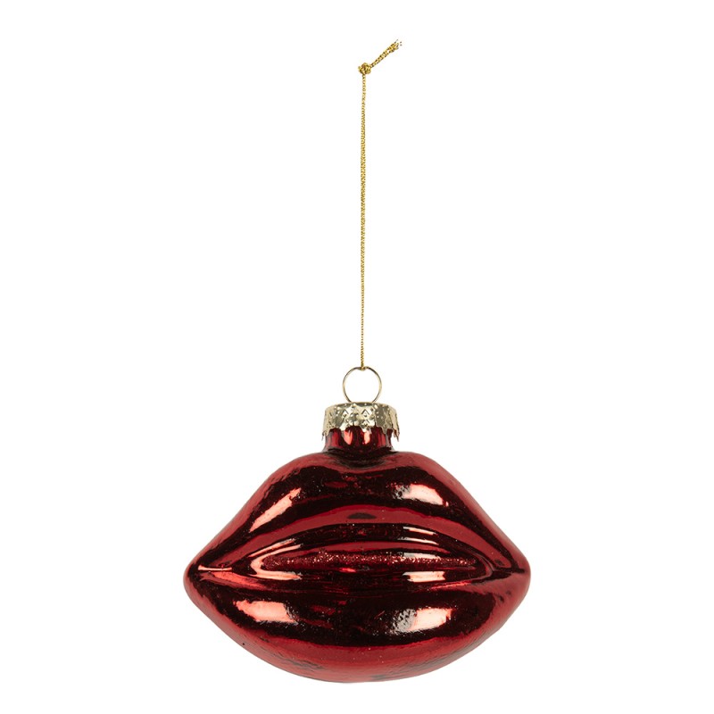Clayre & Eef Weihnachtsanhänger Mund 8x4x7 cm Rot Glas