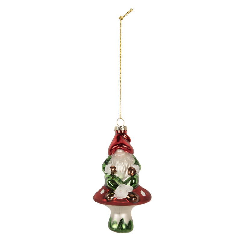 Clayre & Eef Weihnachtsanhänger Zwerg 7x6x13 cm Rot Glas