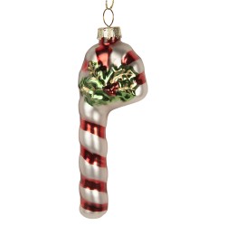 Clayre & Eef Pendentif de Noël Canne en sucre d'orge 4x3x12 cm Rouge Verre